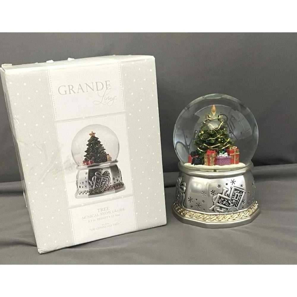 Grande Living Tree Musical Snow Globe Christmas Holiday Decor, Oh Christmas Tree